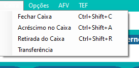 menu caixa pdv